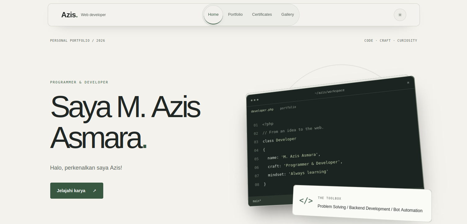 Tampilan project Profile & Portfolio berbasis web